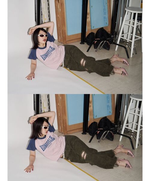 jouetie(ジュエティ)の「【LONSDALE×jouetie】ラグランTシャツ(Tシャツ/カットソー・レディース・ブラック/オフホワイト/ピンク・MEDIUM)」の15枚目の写真