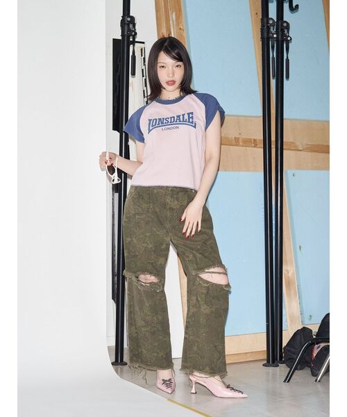 jouetie(ジュエティ)の「【LONSDALE×jouetie】ラグランTシャツ(Tシャツ/カットソー・レディース・ブラック/オフホワイト/ピンク・MEDIUM)」の20枚目の写真