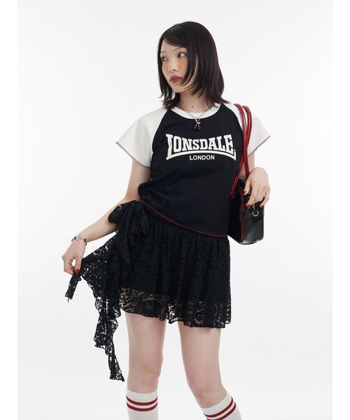jouetie(ジュエティ)の「【LONSDALE×jouetie】ラグランTシャツ(Tシャツ/カットソー・レディース・ブラック/オフホワイト/ピンク・MEDIUM)」の11枚目の写真