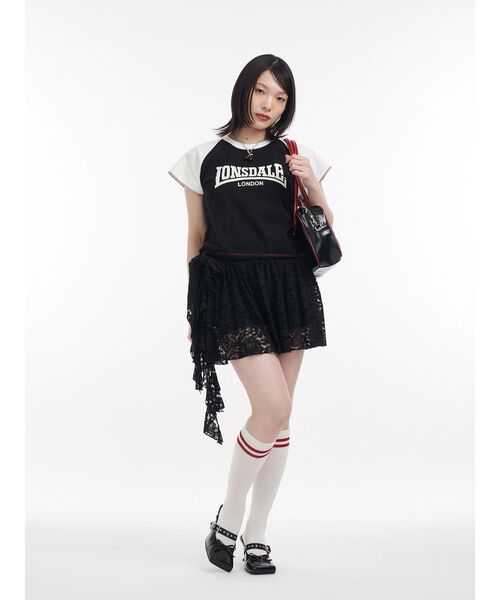 jouetie(ジュエティ)の「【LONSDALE×jouetie】ラグランTシャツ(Tシャツ/カットソー・レディース・ブラック/オフホワイト/ピンク・MEDIUM)」の14枚目の写真