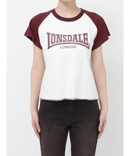 jouetie（ジュエティ）の「【LONSDALE×jouetie】ラグランTシャツ（Tシャツ/カットソー・レディース・ブラック/オフホワイト/ピンク・MEDIUM）」の6枚目の写真