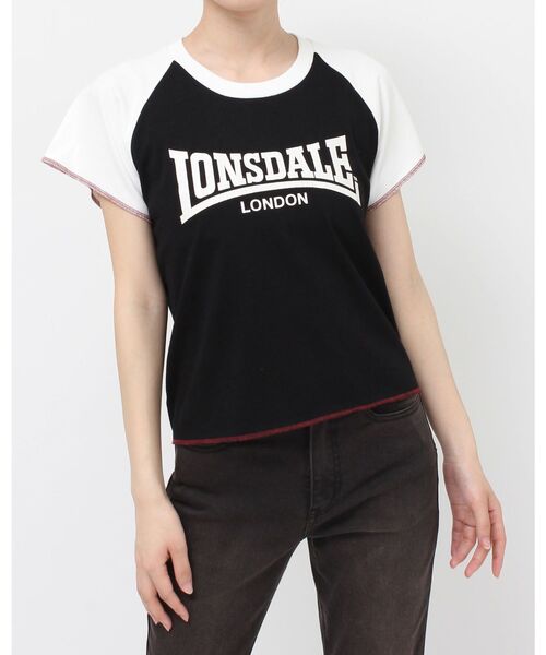 jouetie（ジュエティ）の「【LONSDALE×jouetie】ラグランTシャツ（Tシャツ/カットソー・レディース・ブラック/オフホワイト/ピンク・MEDIUM）」の19枚目の写真