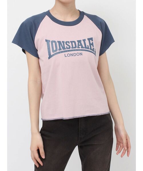 jouetie（ジュエティ）の「【LONSDALE×jouetie】ラグランTシャツ（Tシャツ/カットソー・レディース・ブラック/オフホワイト/ピンク・MEDIUM）」の3枚目の写真