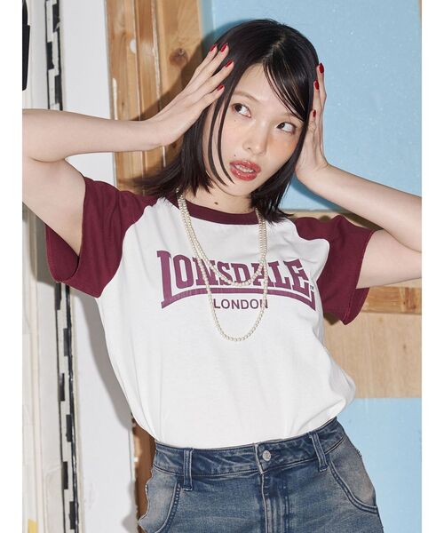 jouetie(ジュエティ)の「【LONSDALE×jouetie】ラグランTシャツ(Tシャツ/カットソー・レディース・ブラック/オフホワイト/ピンク・MEDIUM)」の6枚目の写真
