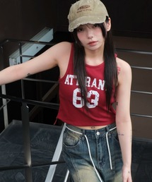 WEGO | WEGO/【25年春夏新作】ナンバリングサイドドロストタンク(タンクトップ)