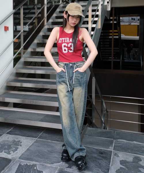 WEGO（ウィゴー）の「WEGO/ナンバリングサイドドロストタンク（タンクトップ・レディース・ネイビー/ホワイト/ワイン・FREE）」の17枚目の写真