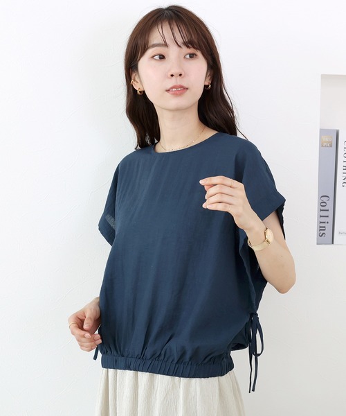 Aletta vita(アレッタビータ)の「リネン混袖口ドロストシアーブラウス(シャツ/ブラウス・レディース・ネイビー/サックスブルー・M)」の6枚目の写真