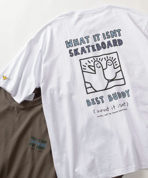 (What it isNt)ART BY MARKGONZALES(ワットイットイズント)の「【75】【(What it isNt) ART BY MARK GONZALES/ワットイズイズント マークゴンザレス】リラックスフィット バックプリントアートグラフィック アソート 半袖Tシャツ/ワンポイント/オーバーサイズ(Tシャツ/カットソー・メンズ・ネイビー/ブラウン/ブラック/チャコールグレー/ホワイト/ホワイト系その他/ブラック系その他/グレー系その他/ブラウン系その他/ブルー系その他/ホワイト系その他2/ホワイト系その他3/ホワイト系その他4/ホワイト系その他5/ブラック系その他2/ブラック系その他3/グレー系その他2/グレー系その他3/グレー系その他4/ブラウン系その他2/ブラウン系その他3/ブラウン系その他4/ブラウン系その他5/ブルー系その他2/ブルー系その他3/ブルー系その他4・M/L/XL)」の5枚目の写真