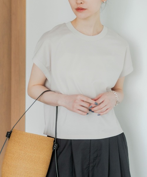 tシャツ スーピマコットンフレンチスリーブカットソー レディース セール】スーピマコットンフレンチスリーブカットソー（Tシャツ