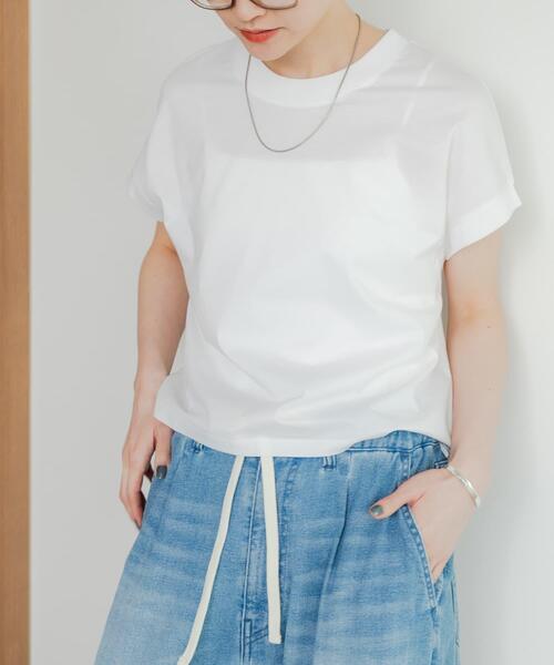 URBAN RESEARCH(アーバンリサーチ)の「スーピマコットンフレンチスリーブカットソー(Tシャツ/カットソー・レディース・ホワイト/ベージュ系その他/カーキ/ブラック・FREE)」の5枚目の写真