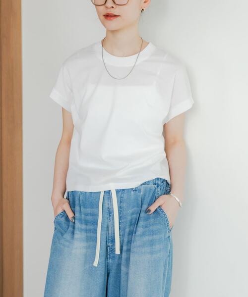 URBAN RESEARCH(アーバンリサーチ)の「スーピマコットンフレンチスリーブカットソー(Tシャツ/カットソー・レディース・ホワイト/ベージュ系その他/カーキ/ブラック・FREE)」の7枚目の写真