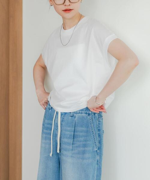 URBAN RESEARCH(アーバンリサーチ)の「スーピマコットンフレンチスリーブカットソー(Tシャツ/カットソー・レディース・ホワイト/ベージュ系その他/カーキ/ブラック・FREE)」の8枚目の写真