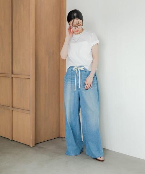 URBAN RESEARCH(アーバンリサーチ)の「スーピマコットンフレンチスリーブカットソー(Tシャツ/カットソー・レディース・ホワイト/ベージュ系その他/カーキ/ブラック・FREE)」の10枚目の写真