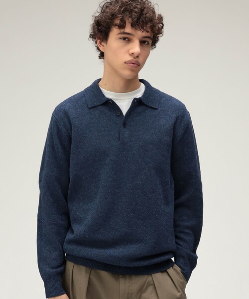 BEAMS PLUS（ビームスプラス）の「9ゲージ ネップ ニット ポロシャツ（ポロシャツ・メンズ・ネイビー/サックスブルー/ミント/ベージュ/ブラウン・XL/L/M/S）」の9枚目の写真