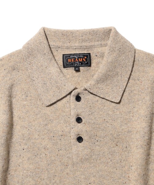 BEAMS PLUS（ビームスプラス）の「9ゲージ ネップ ニット ポロシャツ（ポロシャツ・メンズ・ネイビー/サックスブルー/ミント/ベージュ/ブラウン・XL/L/M/S）」の11枚目の写真
