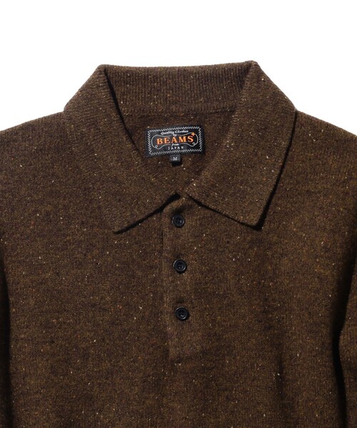 BEAMS PLUS（ビームスプラス）の「9ゲージ ネップ ニット ポロシャツ（ポロシャツ・メンズ・ネイビー/サックスブルー/ミント/ベージュ/ブラウン・XL/L/M/S）」の16枚目の写真