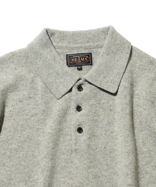 BEAMS PLUS（ビームスプラス）の「9ゲージ ネップ ニット ポロシャツ（ポロシャツ・メンズ・ネイビー/サックスブルー/ミント/ベージュ/ブラウン・XL/L/M/S）」の21枚目の写真