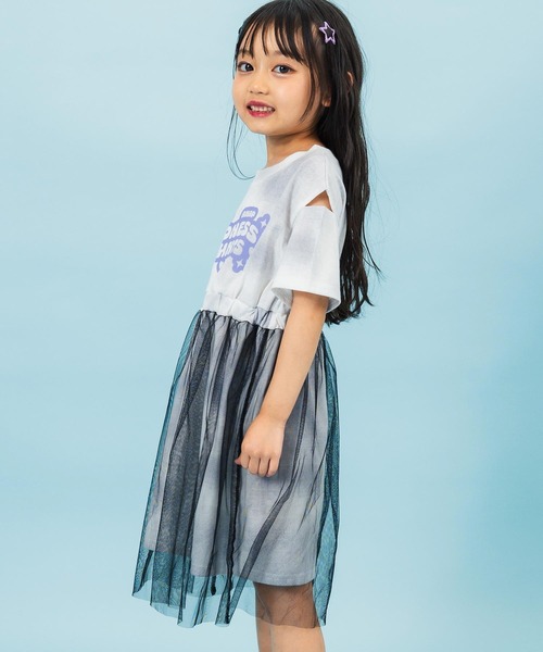 ANAP kids(アナップキッズ)の「タイダイ柄Tシャツ チュール重ねワンピース(ワンピース・キッズ・ブラック/ライトピンク・110cm/120cm/130cm)」の5枚目の写真