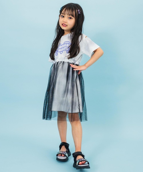 ANAP kids(アナップキッズ)の「タイダイ柄Tシャツ チュール重ねワンピース(ワンピース・キッズ・ブラック/ライトピンク・110cm/120cm/130cm)」の8枚目の写真