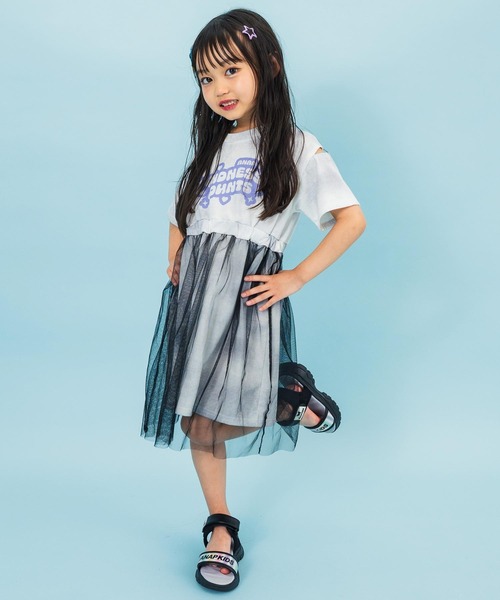 ANAP kids(アナップキッズ)の「タイダイ柄Tシャツ チュール重ねワンピース(ワンピース・キッズ・ブラック/ライトピンク・110cm/120cm/130cm)」の9枚目の写真