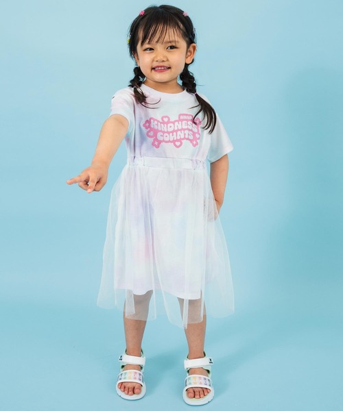 ANAP kids(アナップキッズ)の「タイダイ柄Tシャツ チュール重ねワンピース(ワンピース・キッズ・ブラック/ライトピンク・110cm/120cm/130cm)」の10枚目の写真