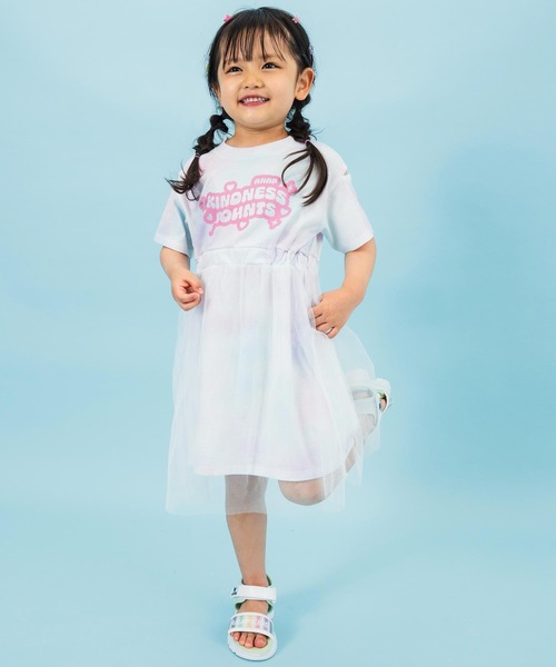 ANAP kids(アナップキッズ)の「タイダイ柄Tシャツ チュール重ねワンピース(ワンピース・キッズ・ブラック/ライトピンク・110cm/120cm/130cm)」の11枚目の写真