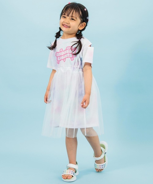 ANAP kids(アナップキッズ)の「タイダイ柄Tシャツ チュール重ねワンピース(ワンピース・キッズ・ブラック/ライトピンク・110cm/120cm/130cm)」の12枚目の写真