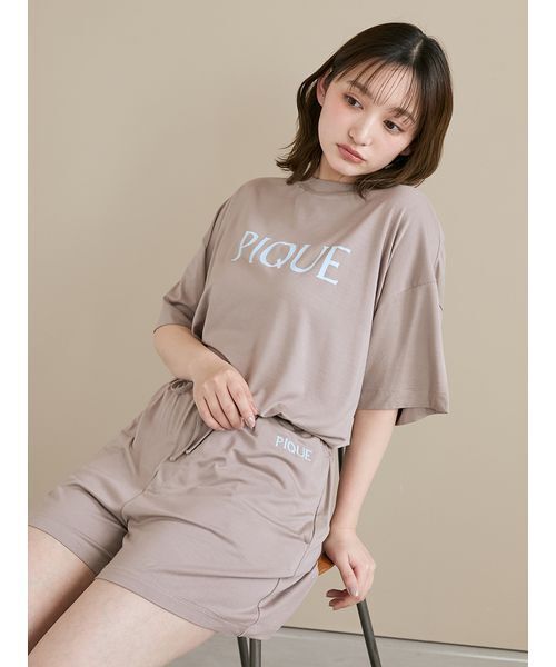 GELATO PIQUE 【接触冷感】グレー ルームウェア 接触冷感】カラーレーヨンロゴTシャツ（ルームウェア/パジャマ