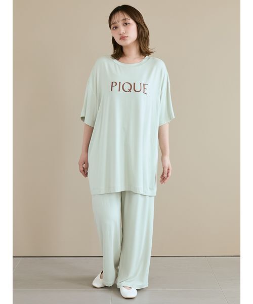 新品　国内正規品　　【接触冷感】レーヨンロゴTシャツ、ボトム　ジェラートピケ 接触冷感】カラーレーヨンロゴTシャツ（ルームウェア/パジャマ