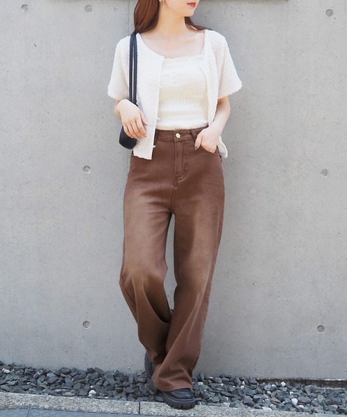 セール】バックハート刺繍デニムワイドパンツ（デニムパンツ）｜tiptop