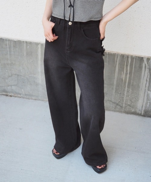 tiptop（ティップトップ）の「バックハート刺繍デニムワイドパンツ（デニムパンツ・レディース・ブラウン/サックスブルー/ブラック・M/S）」の19枚目の写真