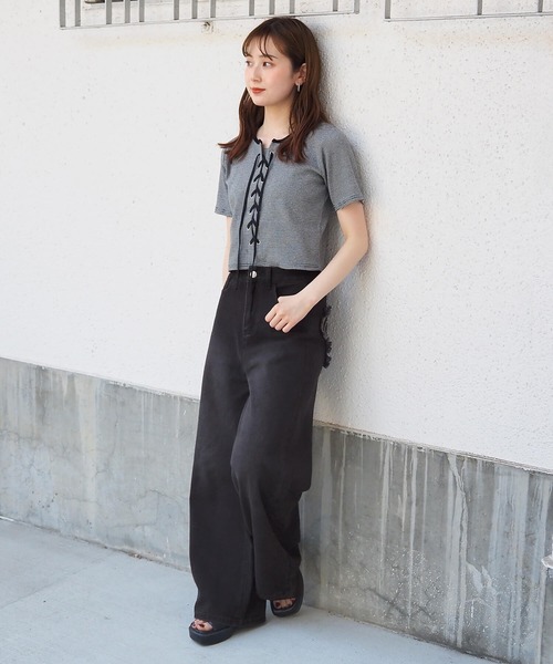 ❤︎S❤︎H❤︎denimdungaree×Mickey刺繍ワイドパンツ ❤︎S❤︎H❤︎様専用denimdungaree×Mickey刺繍ワイドパンツ