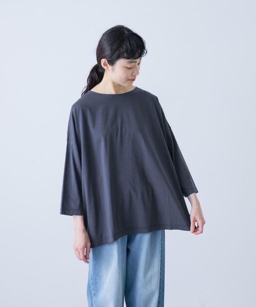 ボートネック7分袖ワイドカットソー（Tシャツ/カットソー）｜かぐれ
