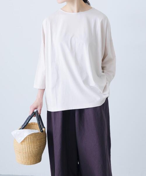かぐれ(カグレ)の「ボートネック7分袖ワイドカットソー(Tシャツ/カットソー・レディース・ピンク/ネイビー/オフホワイト・FREE)」の3枚目の写真
