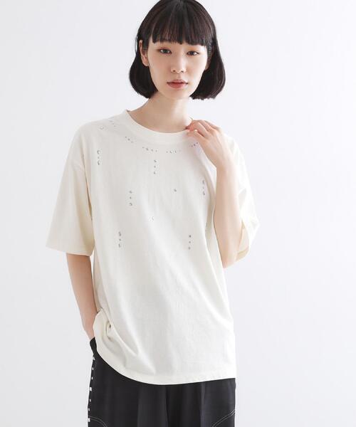 tk.TAKEO KIKUCHI（ティーケータケオキクチ）の「ヴィンテージライクスタッズTシャツ（Tシャツ/カットソー・メンズ・ブラック/ブラウン系その他/オフホワイト・01/02/03）」の13枚目の写真