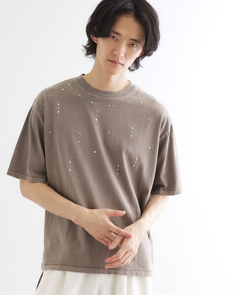 tk.TAKEO KIKUCHI（ティーケータケオキクチ）の「ヴィンテージライクスタッズTシャツ（Tシャツ/カットソー・メンズ・ブラック/ブラウン系その他/オフホワイト・01/02/03）」の16枚目の写真