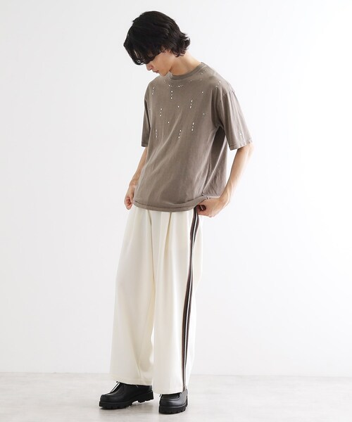 tk.TAKEO KIKUCHI（ティーケータケオキクチ）の「ヴィンテージライクスタッズTシャツ（Tシャツ/カットソー・メンズ・ブラック/ブラウン系その他/オフホワイト・01/02/03）」の18枚目の写真