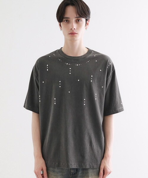 tk.TAKEO KIKUCHI（ティーケータケオキクチ）の「ヴィンテージライクスタッズTシャツ（Tシャツ/カットソー・メンズ・ブラック/ブラウン系その他/オフホワイト・01/02/03）」の22枚目の写真