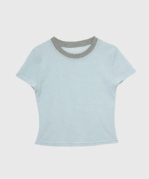Enewd nina（エニュードニーナ）の「ライトウェイト ストライプ ボーダー シアー 薄手ニット 伸縮性あり Tシャツ（Tシャツ/カットソー）」