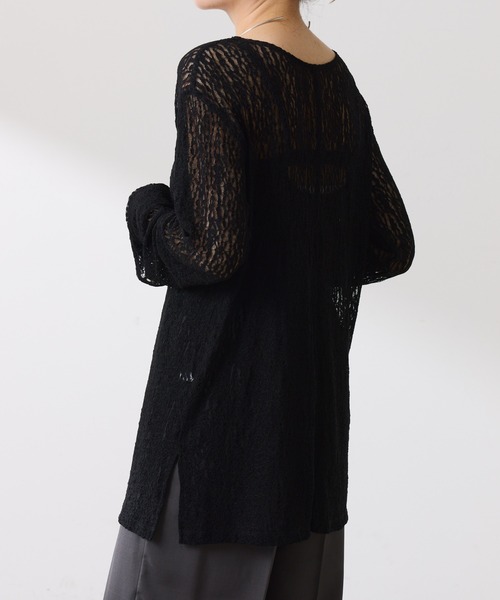 COLLAGE GALLARDAGALANTE（コラージュガリャルダガランテ）の「レースオーバーチュニック（Tシャツ/カットソー・レディース・ブラック/オフホワイト・FREE）」の16枚目の写真