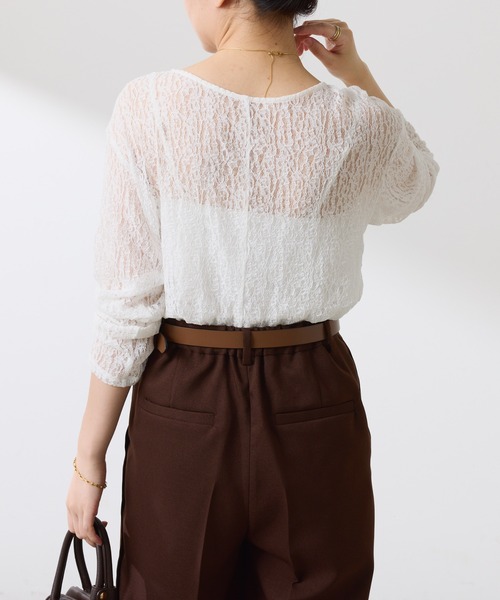 COLLAGE GALLARDAGALANTE（コラージュガリャルダガランテ）の「レースオーバーチュニック（Tシャツ/カットソー・レディース・ブラック/オフホワイト・FREE）」の6枚目の写真