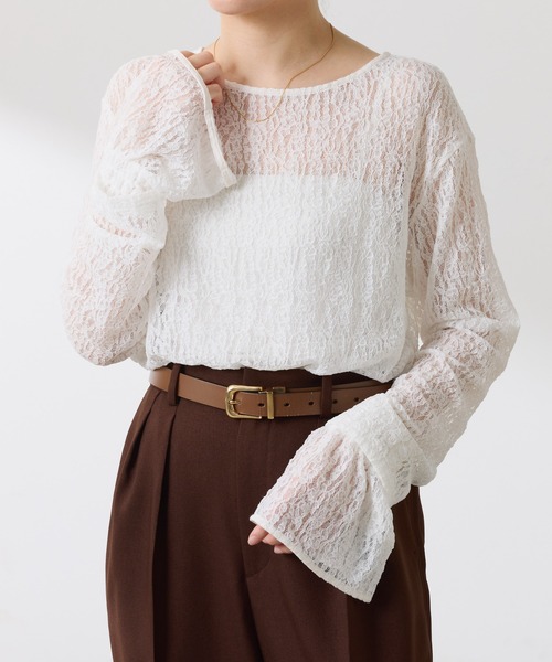 COLLAGE GALLARDAGALANTE（コラージュガリャルダガランテ）の「レースオーバーチュニック（Tシャツ/カットソー・レディース・ブラック/オフホワイト・FREE）」の11枚目の写真