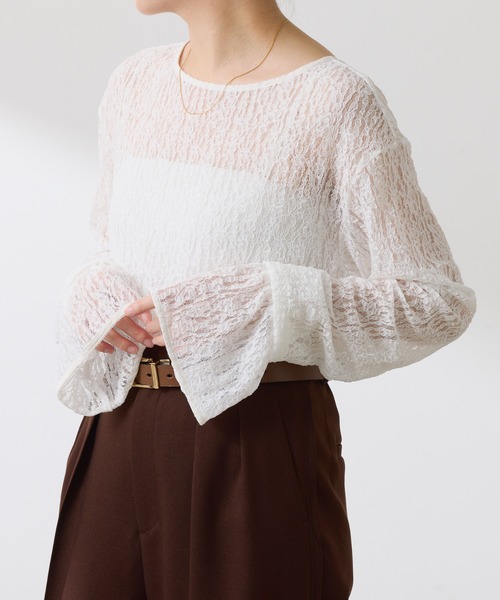 COLLAGE GALLARDAGALANTE（コラージュガリャルダガランテ）の「レースオーバーチュニック（Tシャツ/カットソー・レディース・ブラック/オフホワイト・FREE）」の12枚目の写真