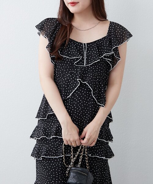 elisabetta franchi ドット　フリル　ワンピース elisabetta franchi ドット フリル ワンピース