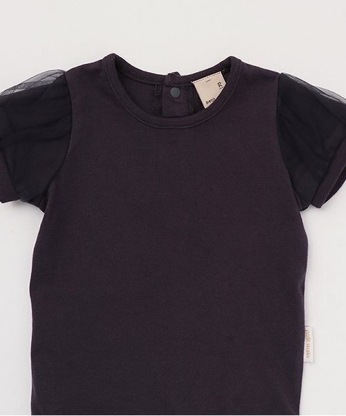 petit main（プティマイン）の「袖チュールロンパース＋スカパンセット（ロンパース・キッズ・チャコール/ライトピンク・80ｃｍ/70cm）」の5枚目の写真