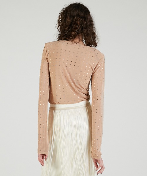 PRANK PROJECT（プランクプロジェクト）の「ストーンメッシュスキントップ / Stone Mesh Skin Top（Tシャツ/カットソー・レディース・ブラック/ベージュ・FREE）」の6枚目の写真