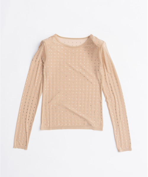 PRANK PROJECT（プランクプロジェクト）の「ストーンメッシュスキントップ / Stone Mesh Skin Top（Tシャツ/カットソー・レディース・ブラック/ベージュ・FREE）」の12枚目の写真