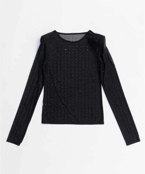 PRANK PROJECT（プランクプロジェクト）の「ストーンメッシュスキントップ / Stone Mesh Skin Top（Tシャツ/カットソー・レディース・ブラック/ベージュ・FREE）」の13枚目の写真