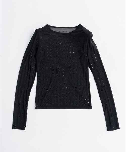 PRANK PROJECT（プランクプロジェクト）の「ストーンメッシュスキントップ / Stone Mesh Skin Top（Tシャツ/カットソー・レディース・ブラック/ベージュ・FREE）」の14枚目の写真