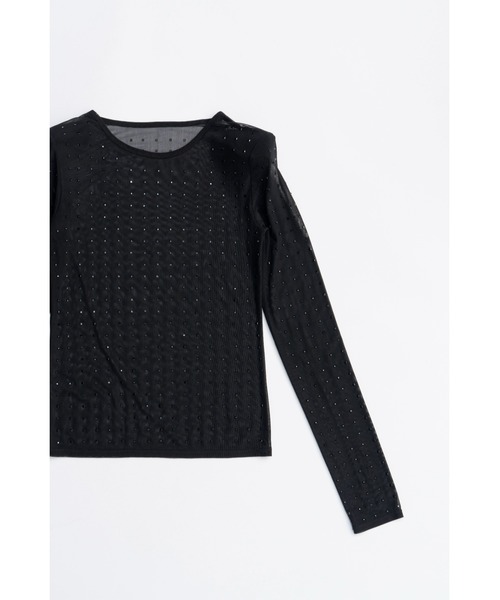 PRANK PROJECT（プランクプロジェクト）の「ストーンメッシュスキントップ / Stone Mesh Skin Top（Tシャツ/カットソー・レディース・ブラック/ベージュ・FREE）」の16枚目の写真